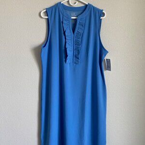 Large Croft & Barrow blue sleeveless dress with ruffled v-neck